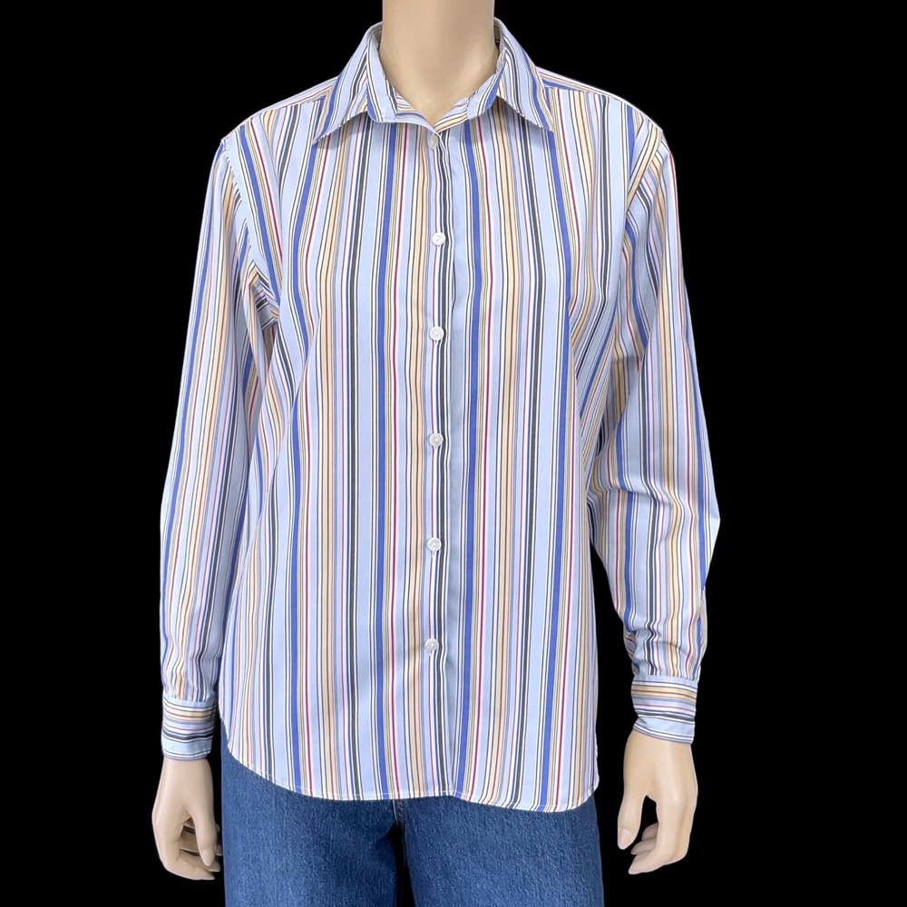Pendleton Shirt Women Medium Blue Stripe Long Sleeve Button Down Top